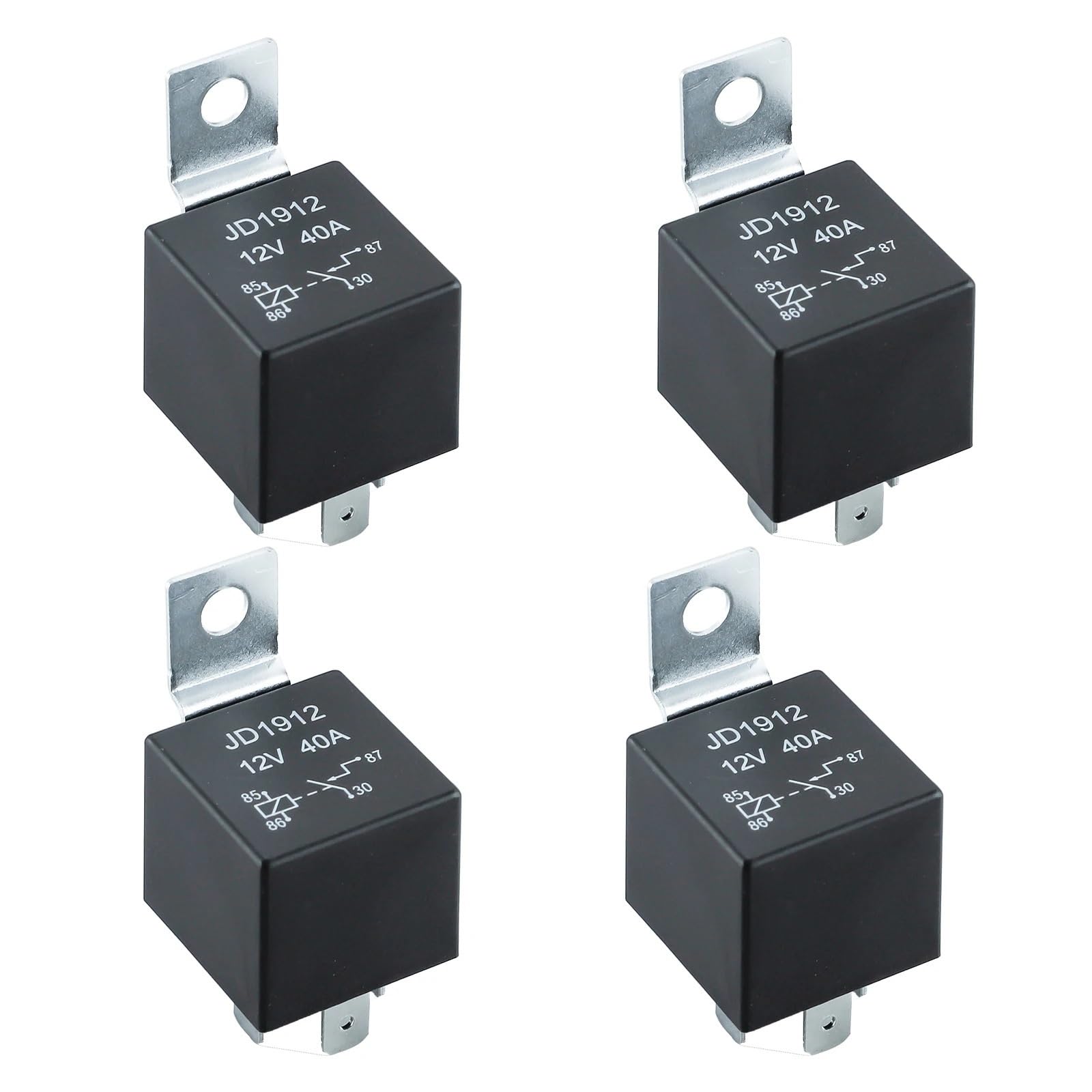 Relé automotriz JD1912 con soporte de hierro, 12 V, 40 A, 4 pines, 1/2/3/4/5 piezas(12V-40A-4Pin-4pcs)