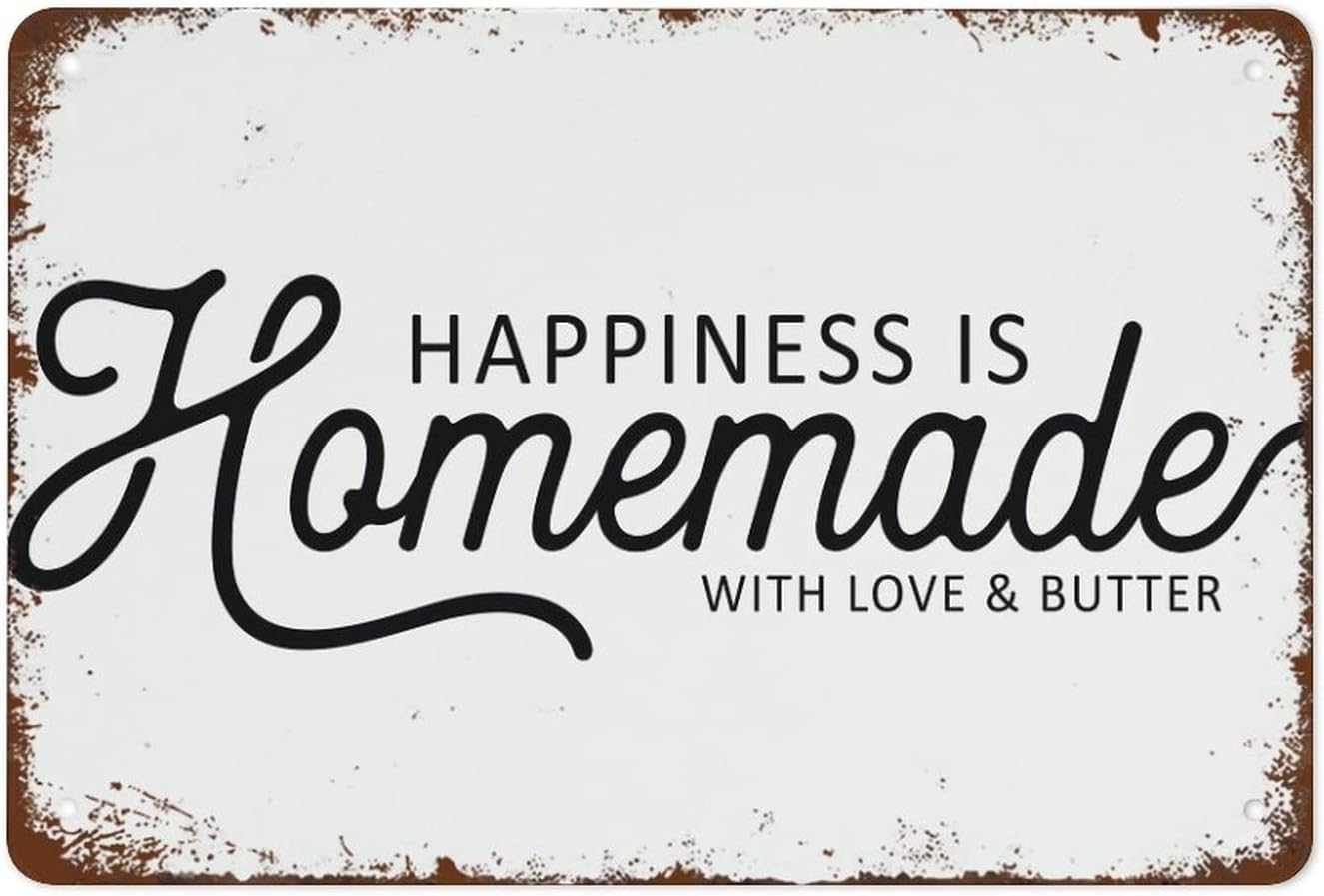 Sitrmgh Signage Style 179 Happiness Is Homemade With Love And Butter Kitchen Sign Vintage Tin Signs Home Kitchen Decorations Wall Decor Metal Poster For Room 8X12inch
