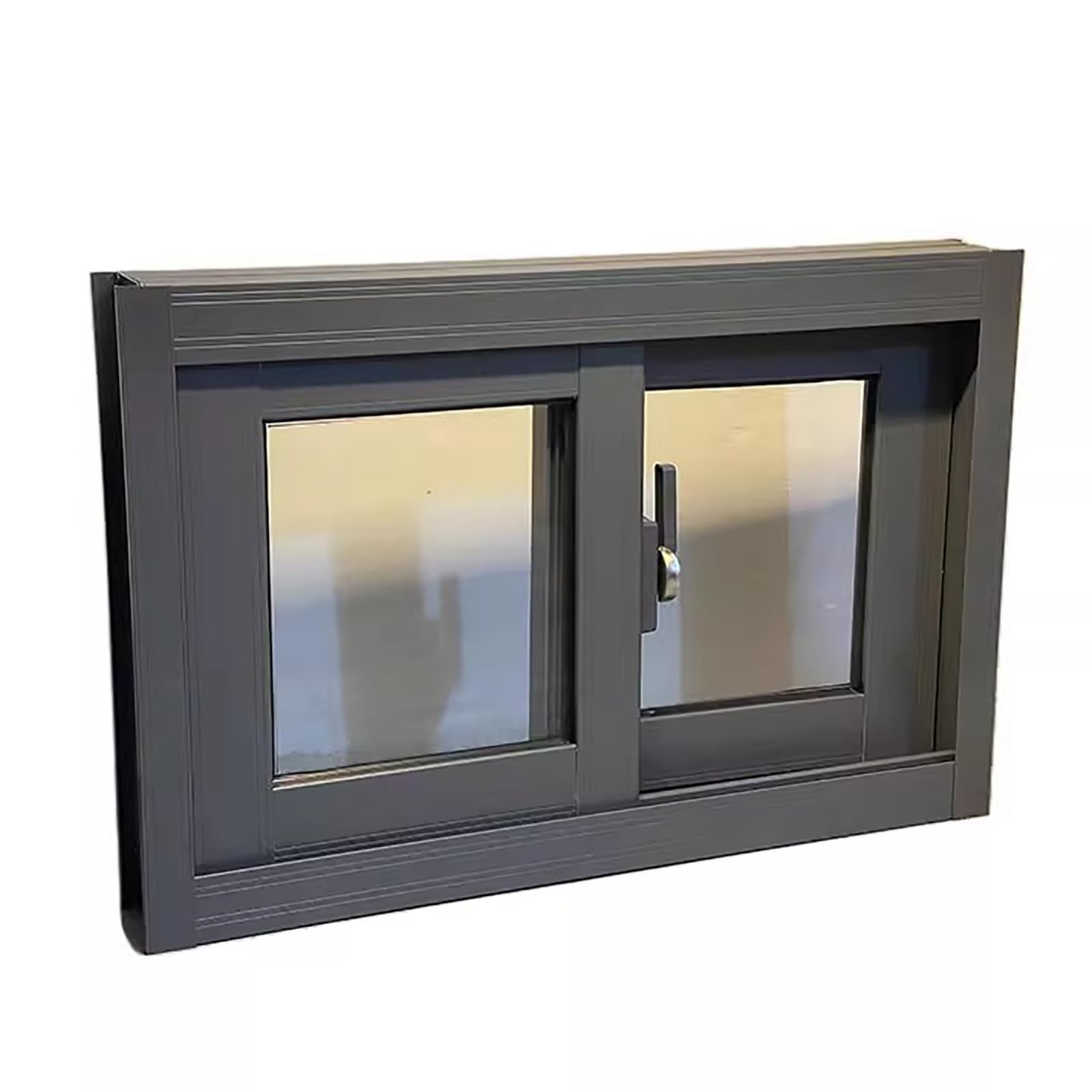 Kellerfenster, Horizontale Aluminium-Schiebefenster mit Sicherheitsglas und Insektenschutzgitter, für Schuppen, Badezimmer, Keller und Hühnerställe(150x120cm)