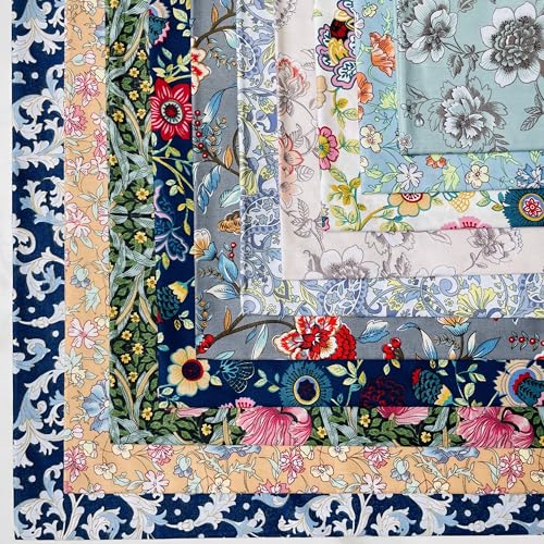 Image of 10 inchx10 inch 50pcs Cotton Fabric Squares for Sewing Quilting Supplies-Morris B | Good quality fat quarters fabric bundles 100% cotton beautiful patterns fabric squares perfect for quilting projects