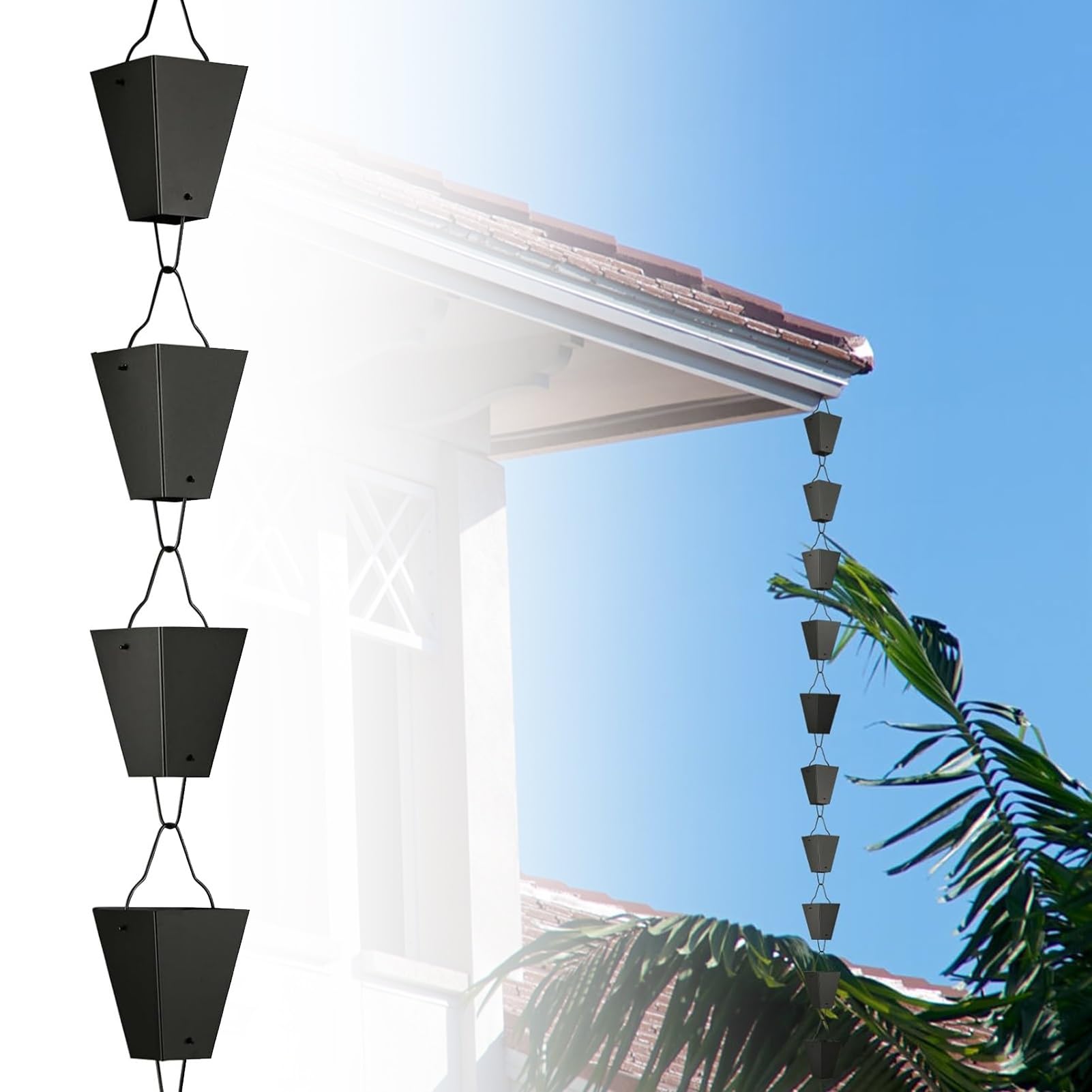 WOTZOV Gutter Downspout Extension Kit With Large Funneling Cups For Efficient Water Drainage In Outdoor Rainwater Management，3.5M (11.5Ft)