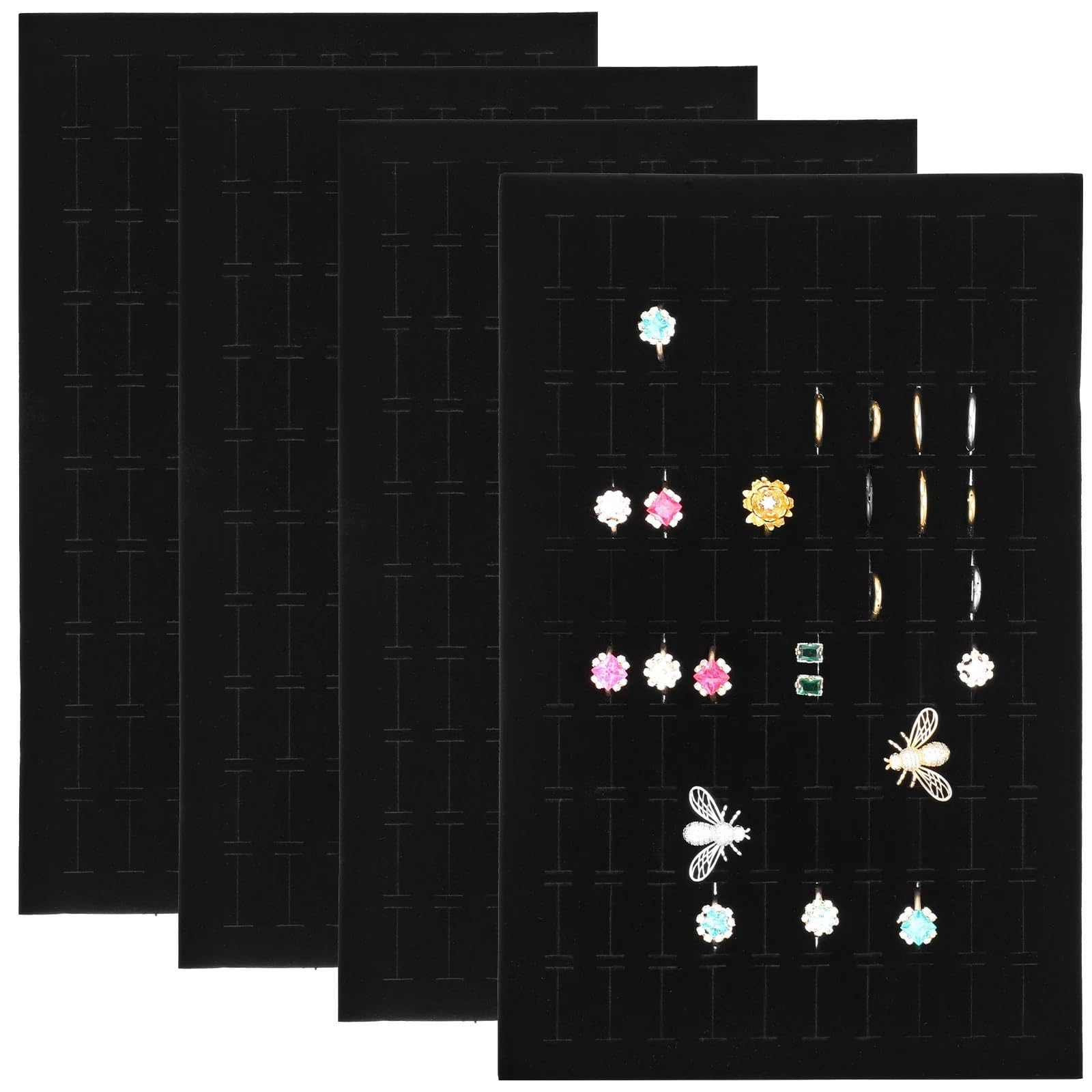 LSNNMU 4pcs Jewelry Sponge Pad Ring Display Showcase Pads Insert Mat For Earrings Studs Dangles Storage Organizer Foam Holder For Jewelry
