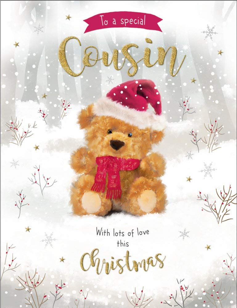 Piccadilly Greetings Cute (Photo) Christmas Card, 8 x 6 inches, Cousin - UK Made