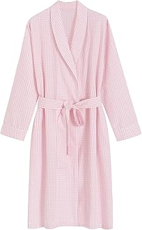 Latuza Women's Seersucker Robe Cotton Bathrobe with Pockets