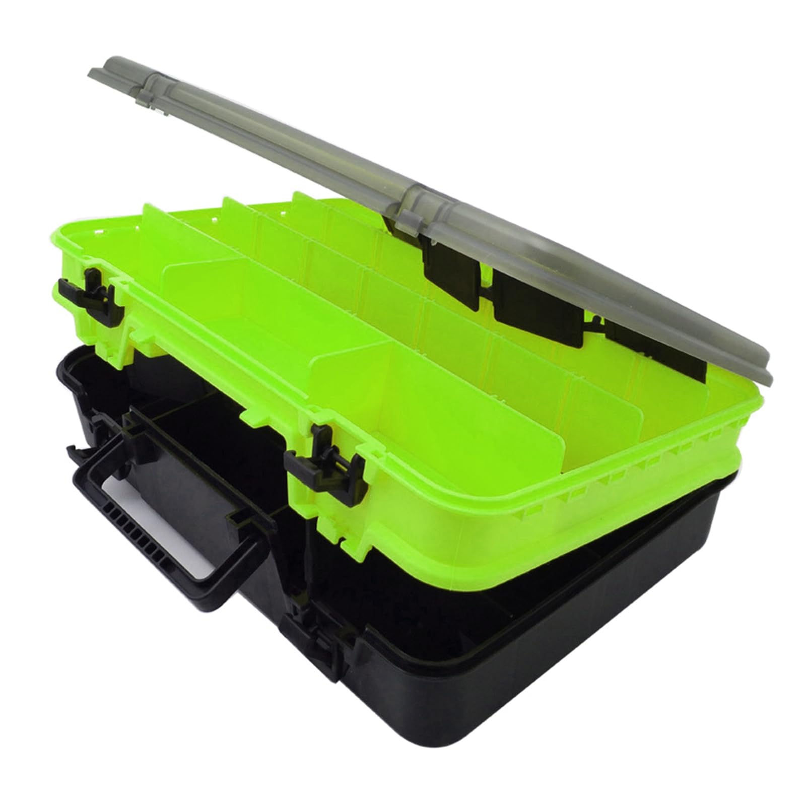 Caja de aparejos de pesca con ganchos de almacenamiento, caja organizadora transparente ajustable divisores terminales, caja de aparejos