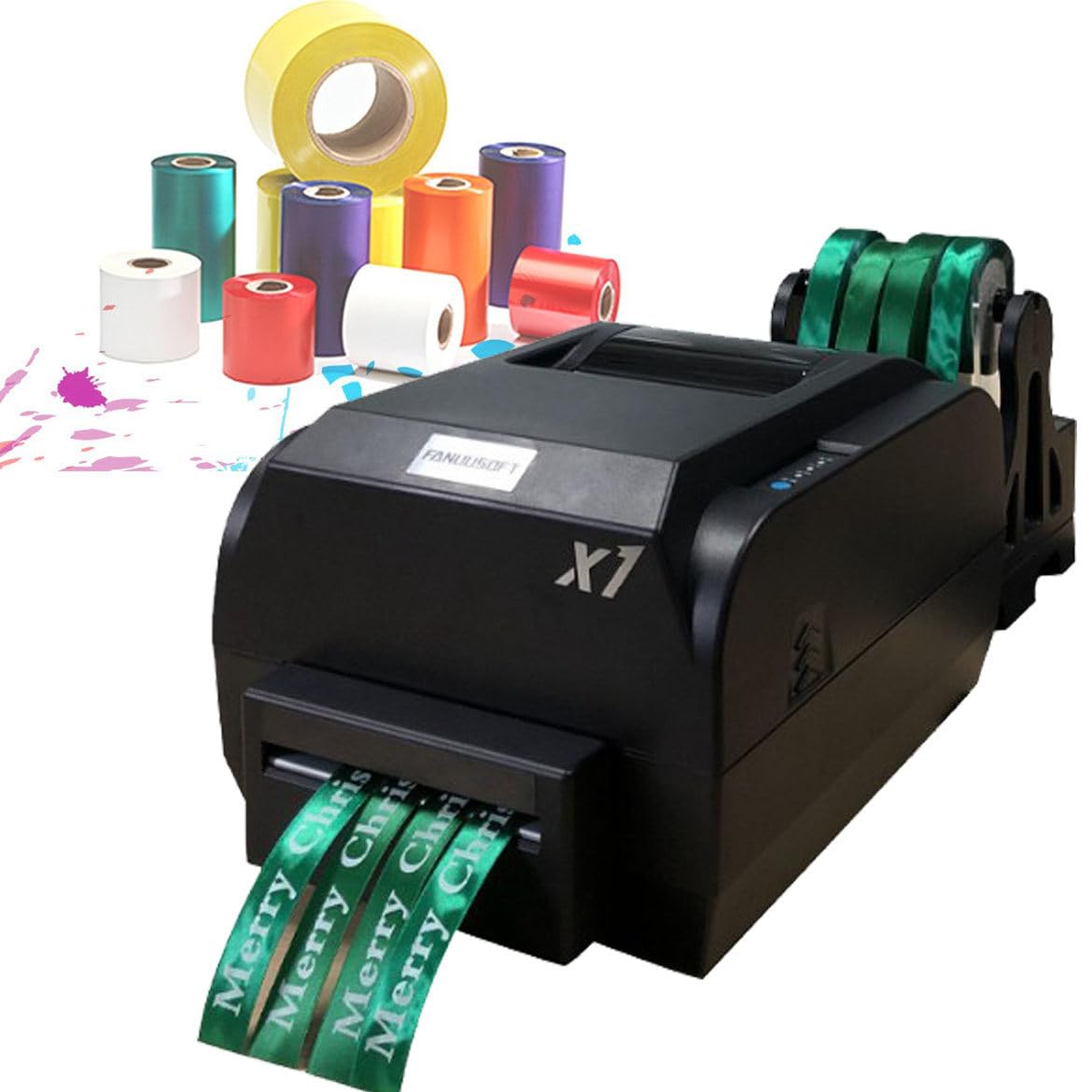 Imprimante à Ruban satiné Imprimante à Ruban numérique à 4 rangées 200 dpi 150 mm/s Imprimante d'étiquettes Machine d'impression d'estampage de Feuille, Largeur 12-20 mm, Prend en