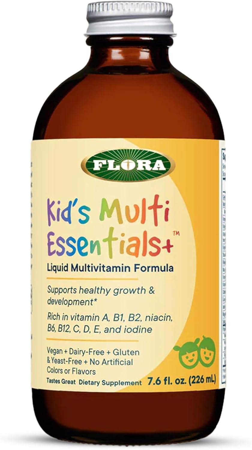 Flora - Kids Multi Essentials+, Liquid Multivitamin Formula, 13 Essential Vitamins & Minerals, 7.6 Fl Oz
