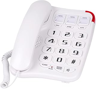 Large Button Phone for Seniors, Loud Ringer, One-Touch Dialing. Amplified Corded Phone with Speakerphone for Elderly Home Landline Phones, No Need to use Batteries.