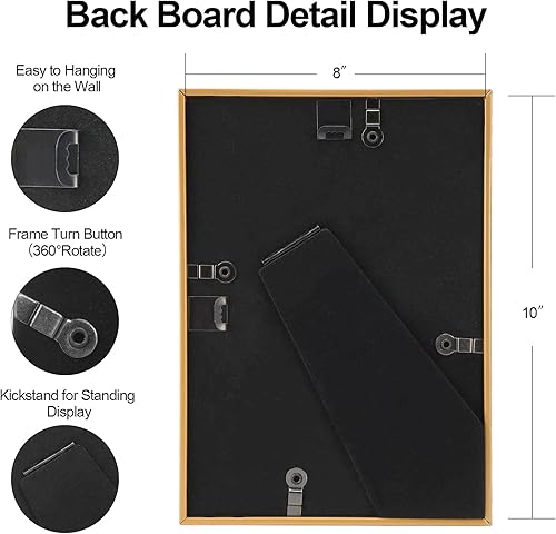 Miniatura 3 de Juego de 4 portarretratos de 8 x 10 pulgadas, marco de fotos de aluminio fino cepillado simple negro mate para fotos de 6 x 8 y 5 x 7 pulgadas con