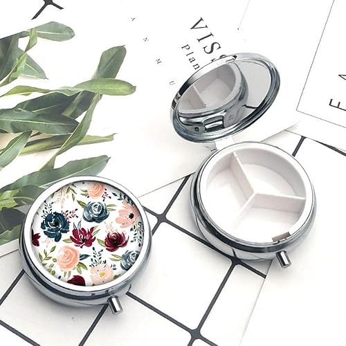 Miniatura 2 de Pastillero redondo, 3 compartimentos, mini monedero decorativo de bolsillo, portátil, para medicina, tableta, soporte para vitaminas, organizador de
