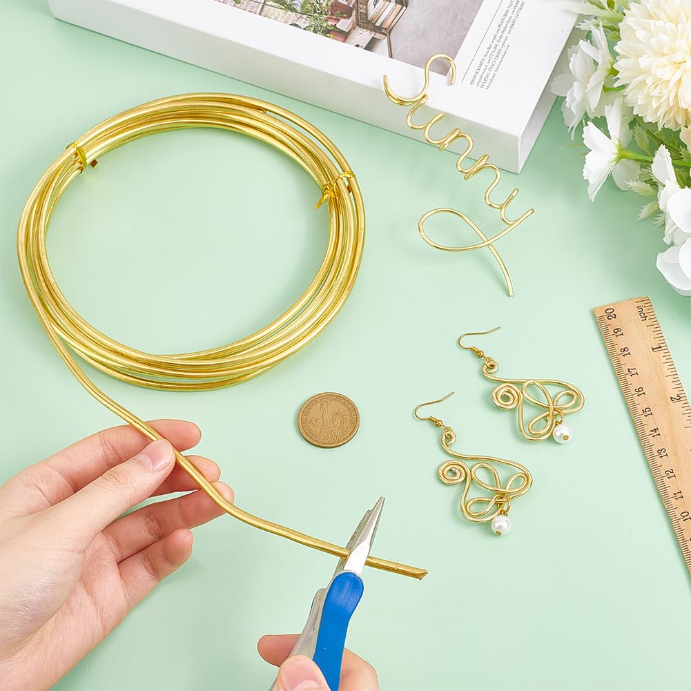 BENECREAT 3m Bar Solid Brass Wire, 6 Gauge / 4mm Round Soft for Jewelry Making Crafts, Gemstone, Wrapping - Image 3