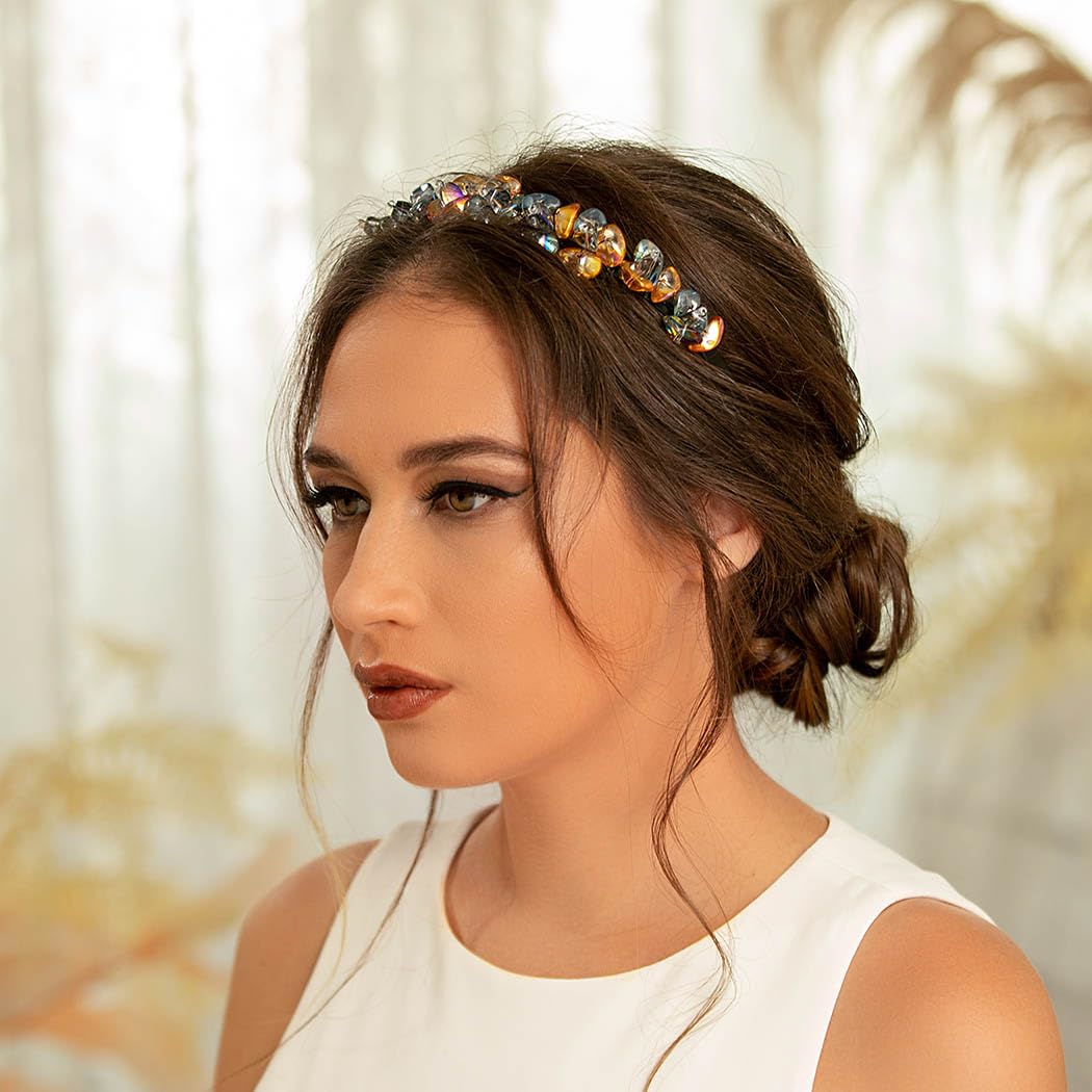 IYOU Shiny Crystal Headband Black Sparkly Rhinestone Hair Hoop Stones Party Costume Hair Accessories for Women - Image 4
