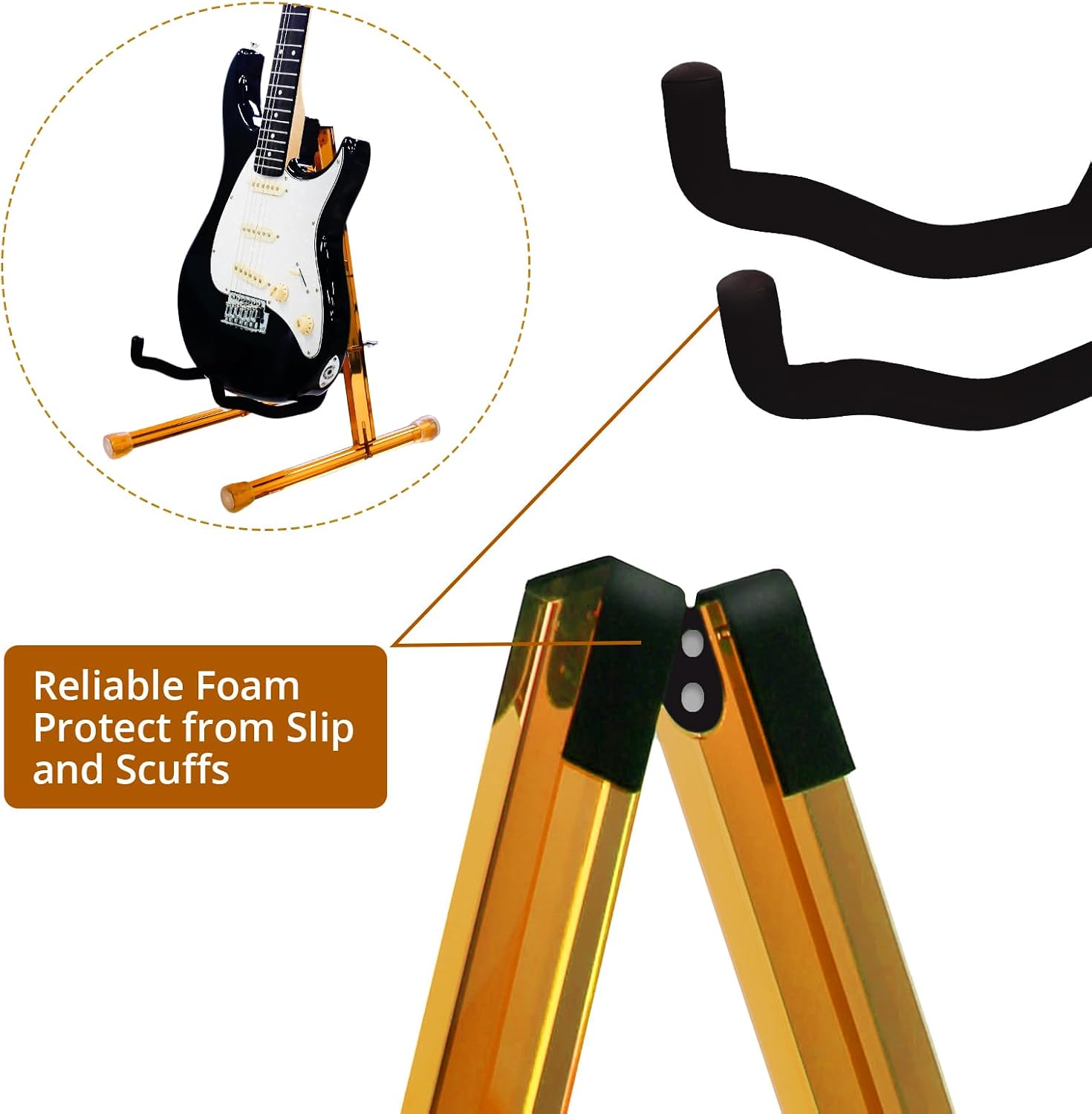 MUSO Guitar Stand, Acoustic Guitar Stand, Acrylic Classical Electric Guitar Stand, Foldable Bass Guitar Holder, Brown Electric Guitar Accessories Guitar Rack also fit Bass, Violin, Ukulele