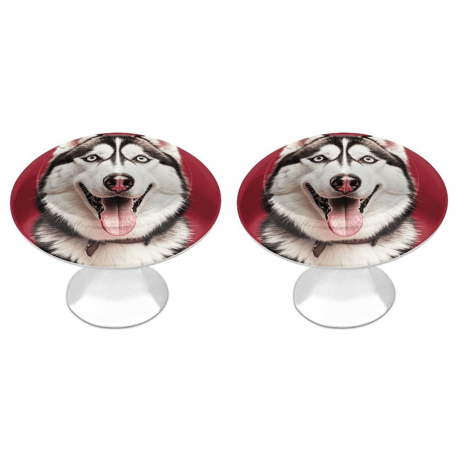 QMNLKH Lovely Husky Cabinet Knobs for Home, Round Drawer Pulls for Kitchen, Personalized Cupboard Handles with Screw, Fashion Dresser Knobs for Office, Drawer Handles, 2 Packs