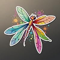 3 PCS Colorful Dragonfly Sticker – Vibrant Rainbow Dragonfly Decal, Waterproof Vinyl Sticker for Laptop, Water Bottle, Notebook, Phone Case – Aesthetic Nature Sticker for Kids & Adults Q18
