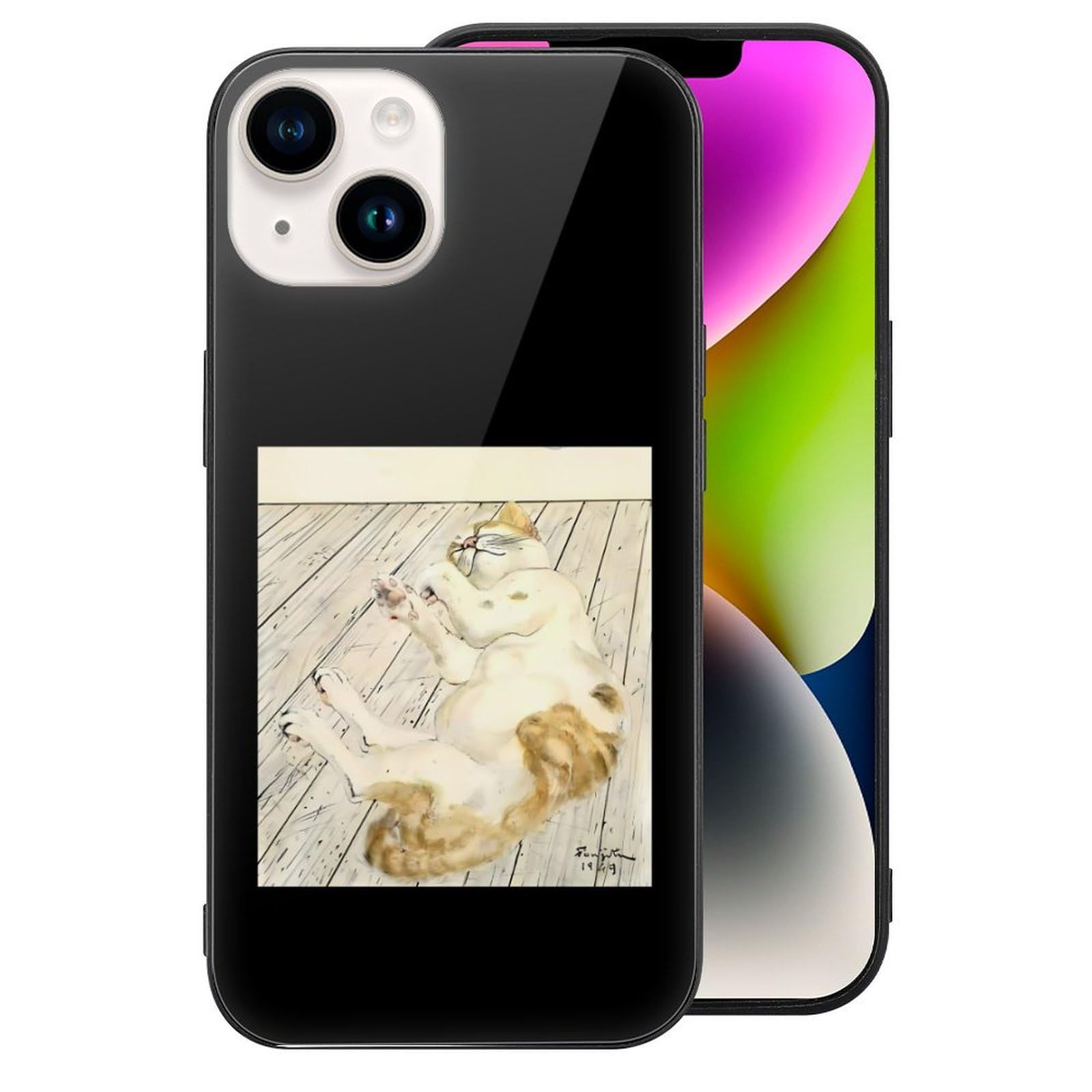 Amazon.co.jp: 藤田嗣治 猫 IPhone 14 ケース アップル14 強化