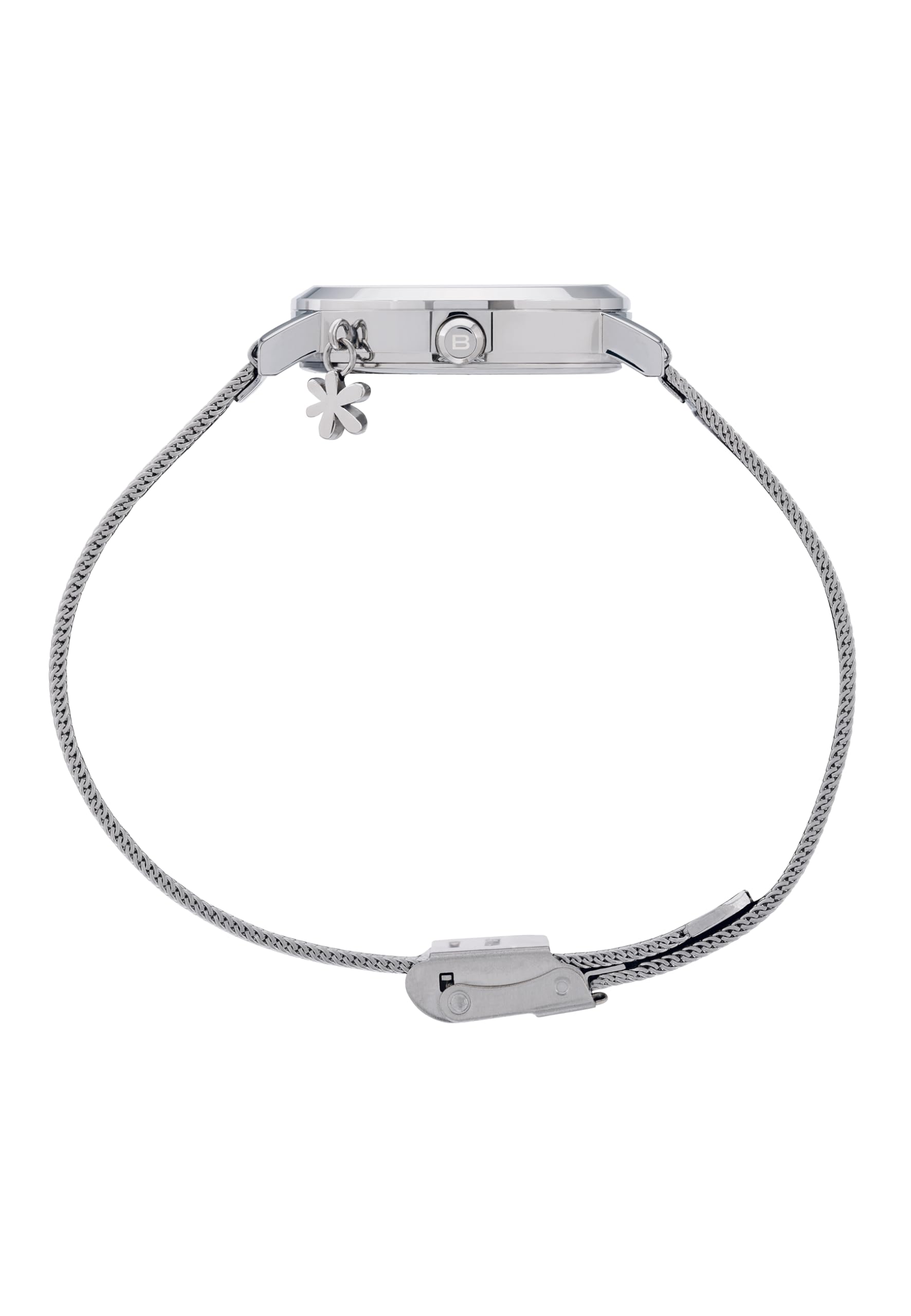 Breil, Collezione Emily, Orologio Donna Solo Tempo in Acciaio con Charm e Cristalli, Bracciale Maglia Mesh Effetto Diamantato, Cassa 30 mm, Chiusura a Scorrimento, Idea Regalo Donne