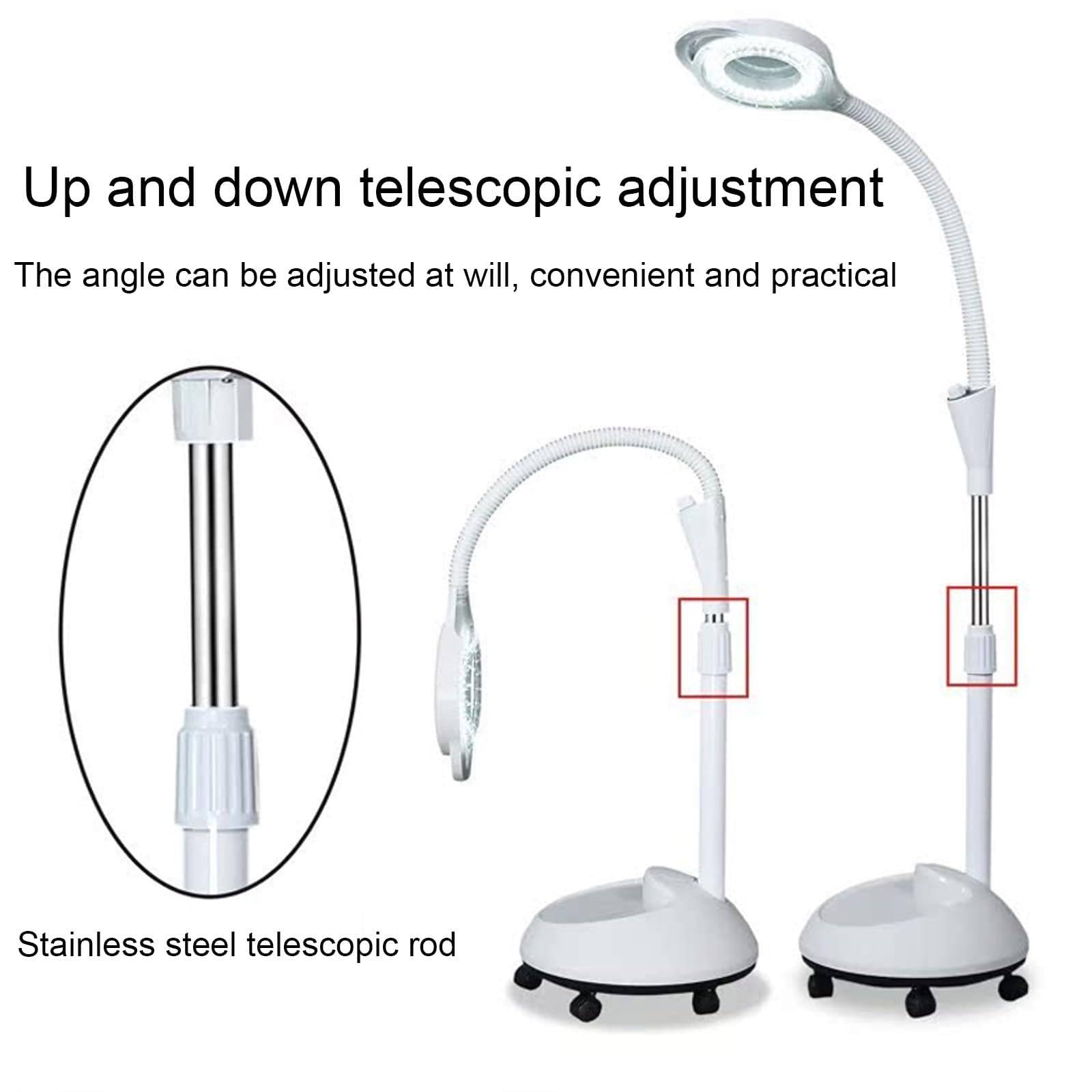 Bezcieniowa lampa medyczna, lampa do badań lekarskich do chirurgii mobilnej, ośmiokrotne powiększenie z regulacją wysokości, odpowiednia do manicure, salonu, centrum spa, salonu piękności