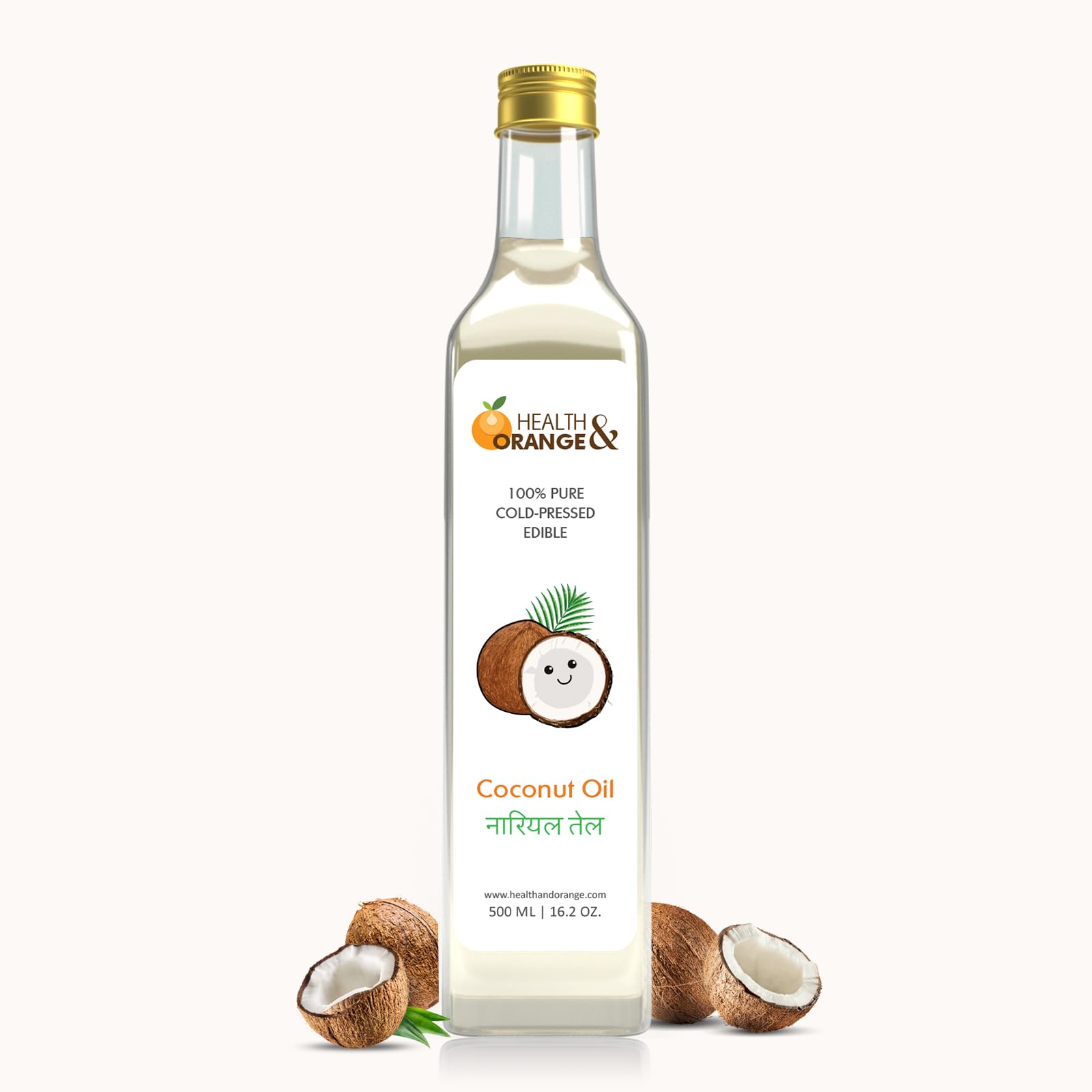 Health and Orange H&O Coconut Oil-100% Pure Cold Pressed Edible Nariyal Ka Tel-500 Ml Glass Bottle (B0B1DLKPTJ) Amazon Price History, Amazon Price Tracker