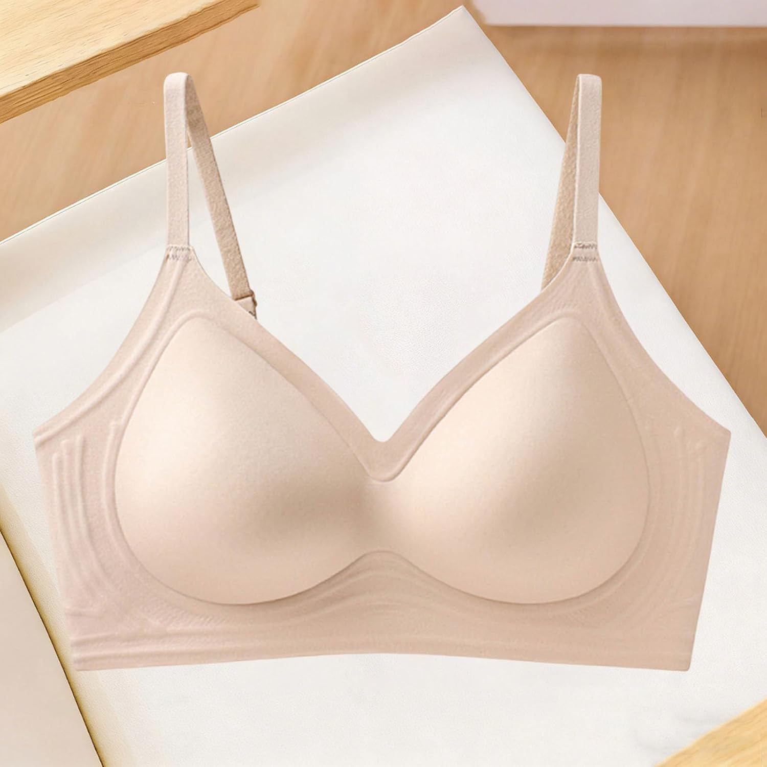 Wireless Bras for Women No Underwire Jelly Push Up Seamless Full Coverage Bralettes V Neck Lift Everyday Bra
