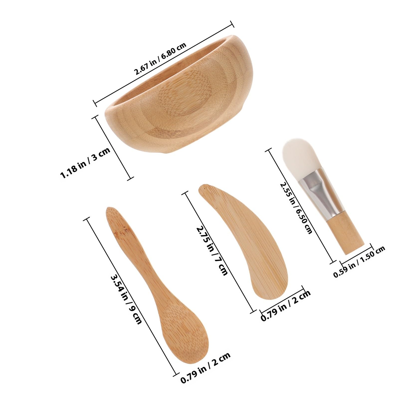 GANAZONO Set Maschere Viso in Legno Naturale Ciotola, Pennello, Bastoncino e Cucchiaio, Kit Completo per Preparazione Maschere Idratanti e Pulizia Viso a Casa e Salone Stili multipli