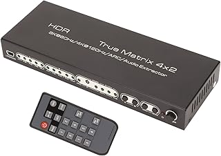 4x2 HDMI Matrix Switch Splitter, 8K 40Gbps HDR RCA HDMI Switcher com controle remoto, 4 entradas HDMI, 2 saídas HMDI, suporte DTS HD, HDCP 2.3 para TV, jogo, PC(US)
