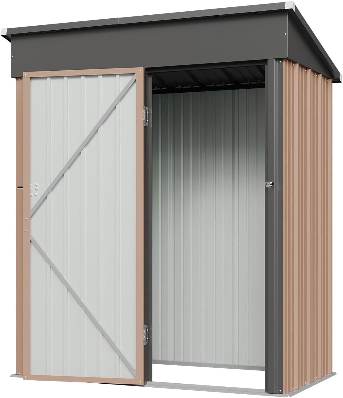 Aoxun - Abri de jardin en métal de 5x3 pieds, abris de jardin et rangement extérieur, toit renforcé fort et galvanisé résistant à l'eau, avec portes verrouillables et toit en pente pour arrière-cour