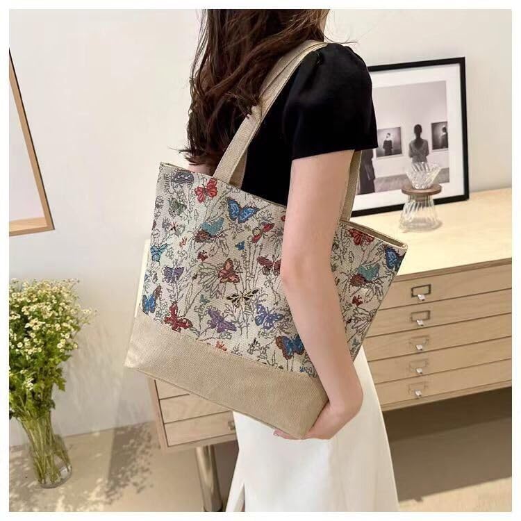 Tote Bag for Women Large Canvas Hand Stitched Shoulder Bag Reusable Grocery Shopper for Work & Travel2