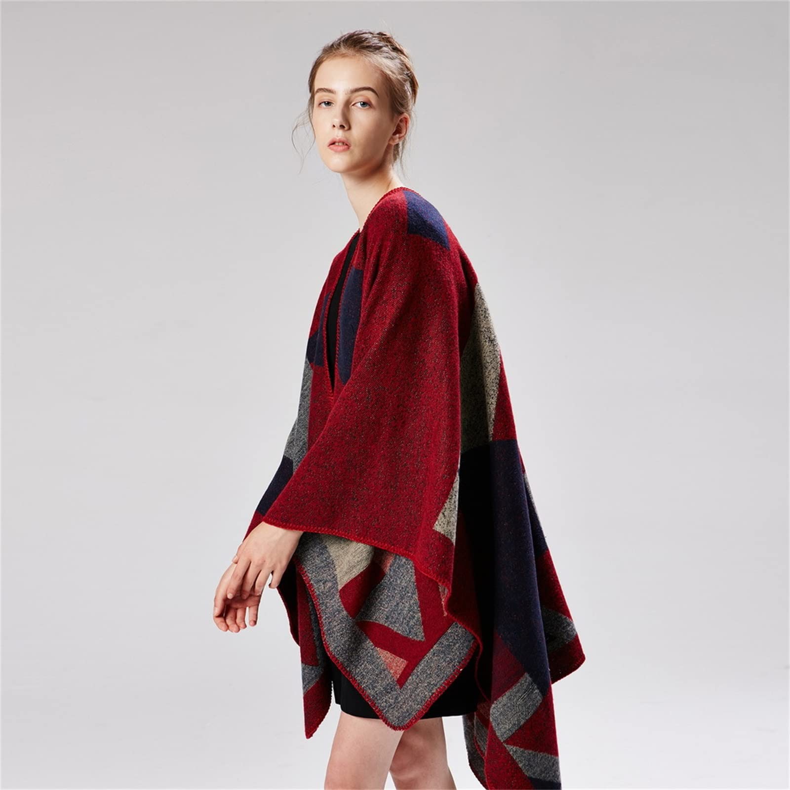 Scialle da Donna Il Caldo Scialle Invernale da Donna avvolge Il Mantello del Poncho per Le Donne