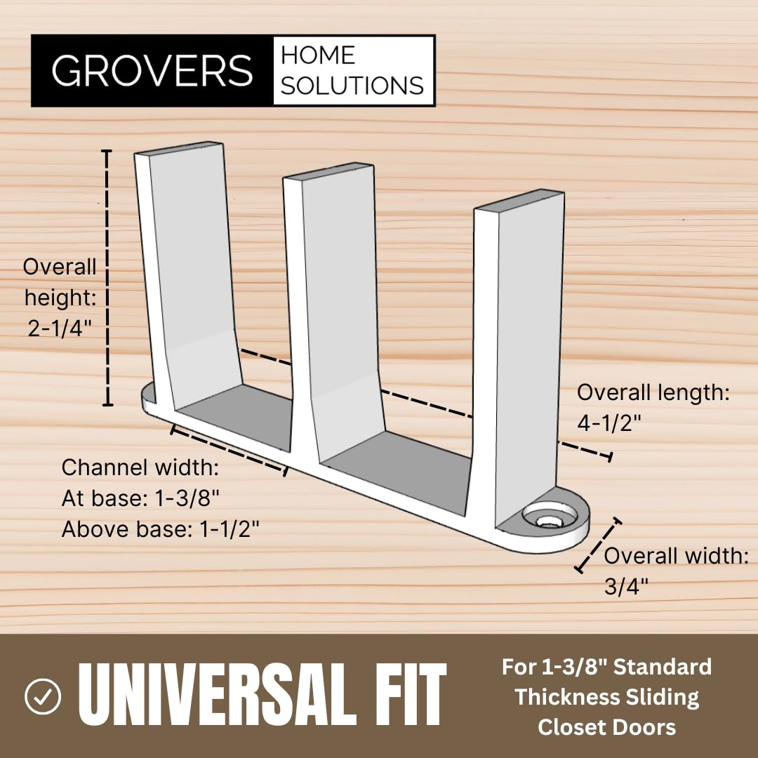 Paquete de 20 soportes de guía de piso para puerta corrediza de armario, ajuste universal para puertas de 1-3/8 pulgadas de ancho (blanco) Grovers Home Solutions