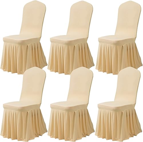 Dimatic Juego de 6 fundas para sillas de comedor, fundas elásticas Parsons con falda, de elastano súper ajuste, funda protectora de asiento para disponible en Yaxa Costa Rica