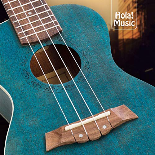 Image of Hola! Music 24 Inch Deluxe Concert Ukulele Bundle, Blue, Gig Bag Included