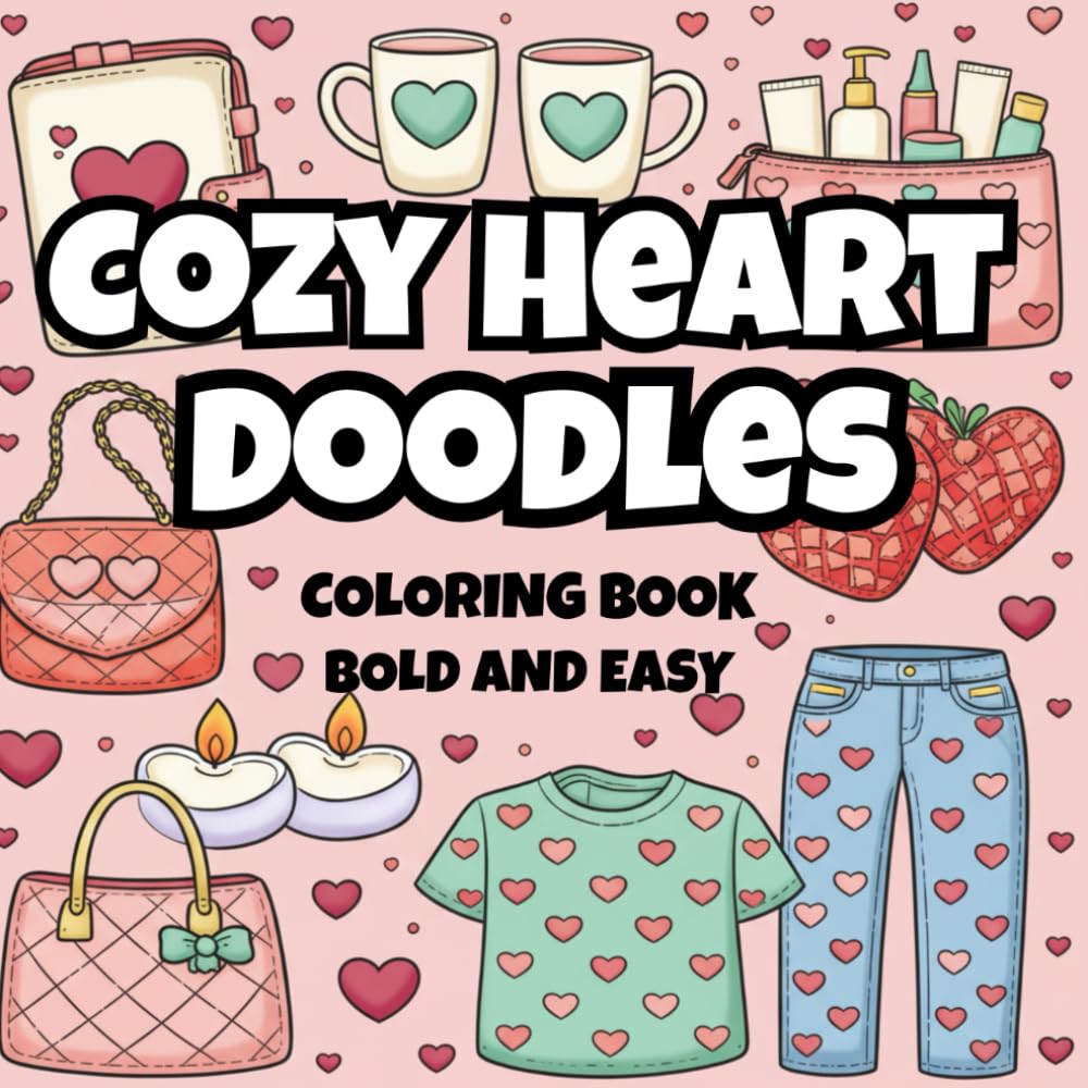 Cozy Heart Doodles: Cute Doodle Coloring Book, A Heart-Filled Coloring Escape | 50 Adorable Simple Pages for Soft, Relaxing Coloring (Bold and Easy Coloring)