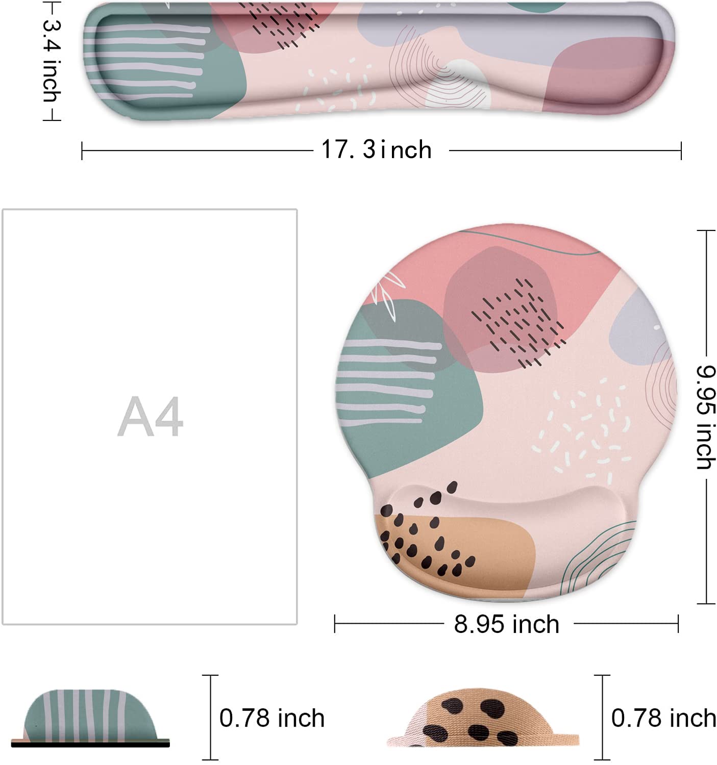 Poggiapolsi e tappetino per mouse con supporto per il polso, tappetino ergonomico per mouse in memory foam, per giochi e ufficio, sollievo dal dolore, set di supporto per il polso
