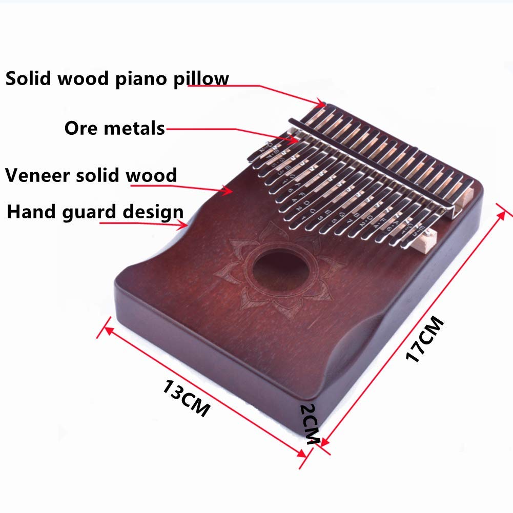 BOOMDOG Kalimba 17 Tasti Thumb Piano in Legno Massello, Martello Sintonizzatore, Manuale di studio Strumenti musicale portatile ed regalo per Principianti e Professionisti