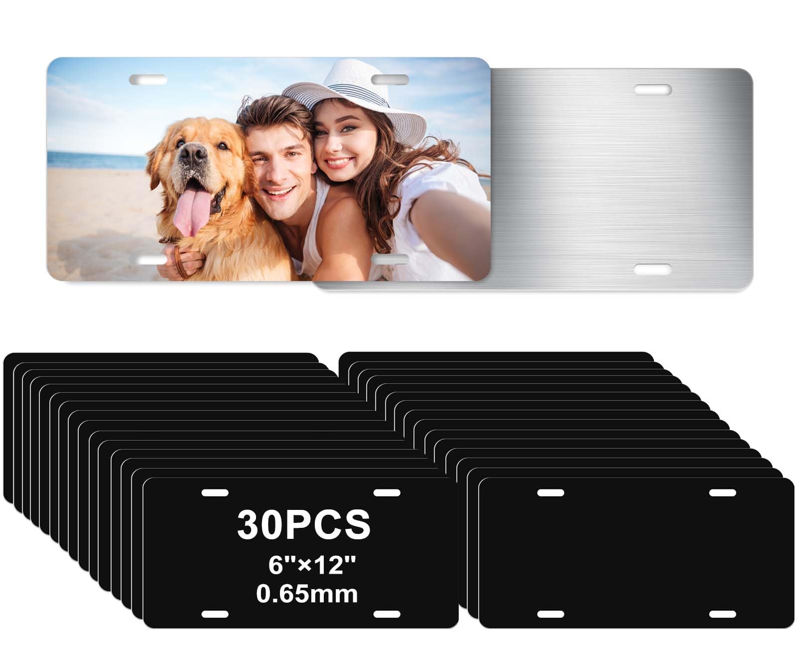 Ickimee 30 Pack 0.65mm Black Aluminum Plate Blanks for Custom Design Work - Automotive Blank Plates for Vinyl, UV Printing, Laser Engraving