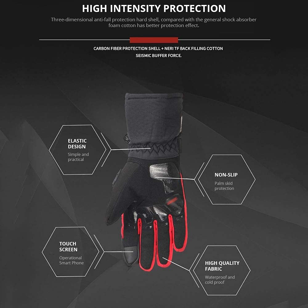 Guantes, Guantes de Motocicleta 100% Impermeables, a Prueba de Viento, Invierno, Hombres, Guantes de Moto, Pantalla Táctil, Guantes de Montar en Moto,Negro,M