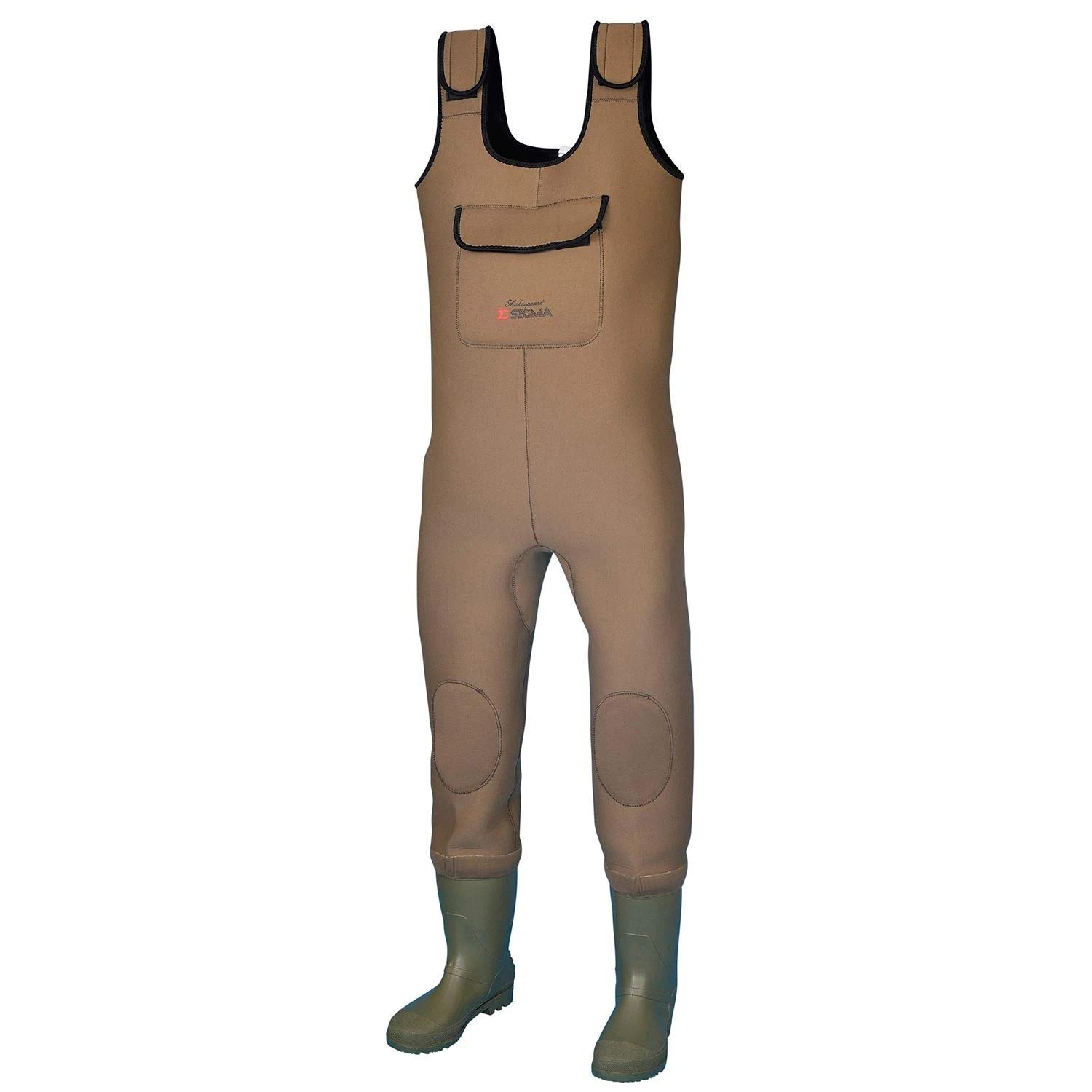 Sigma Neoprene Waterproof Chest Waders with Cleated Sole Boots for Men and Women - For Wading , Fly Fishing , Hunting , Muck Work, Brown