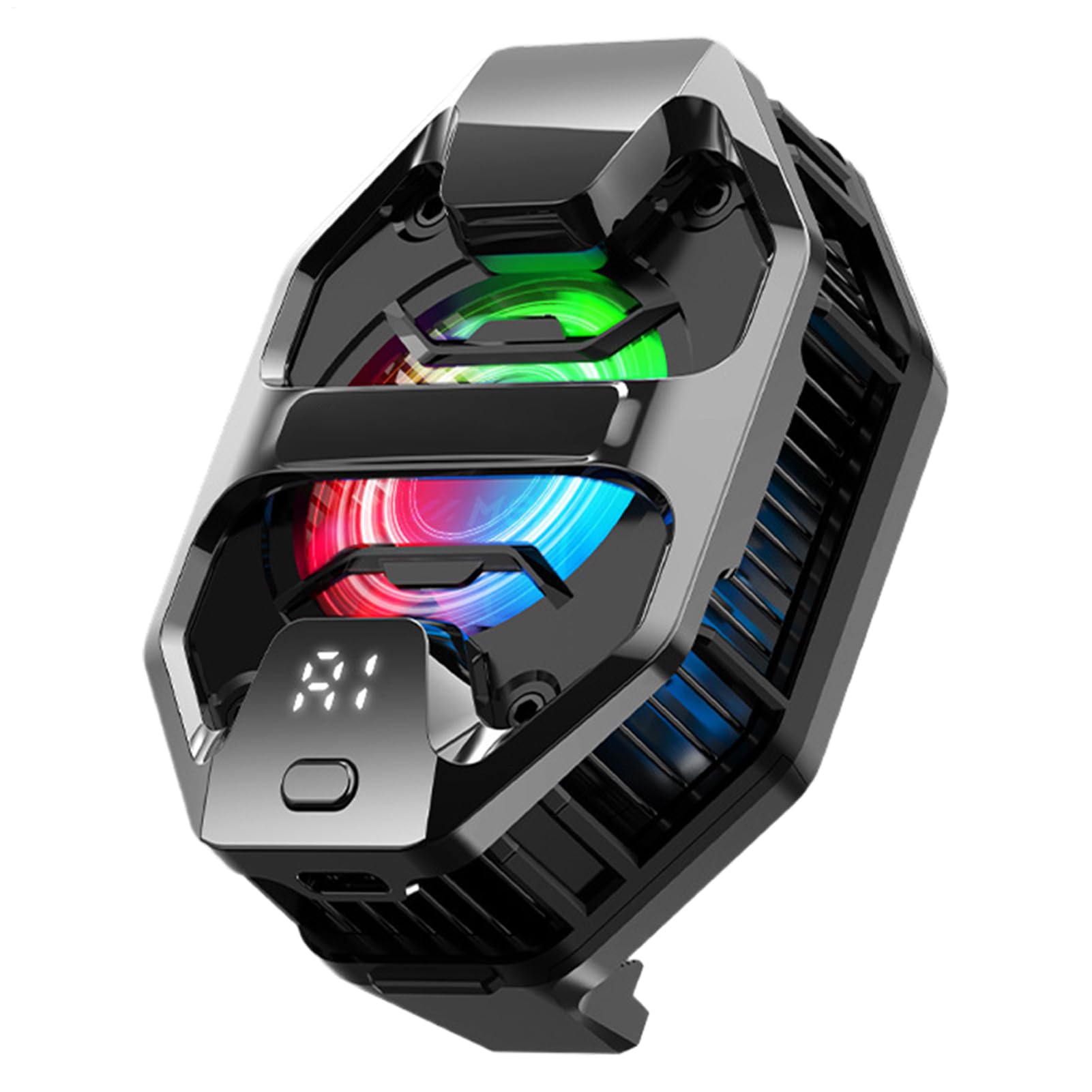 Ventola di raffreddamento per telefono, radiatore per telefono, semiconduttore, portatile, con LED RGB, per videogiochi, live streaming, vlog, tablet, spiaggia