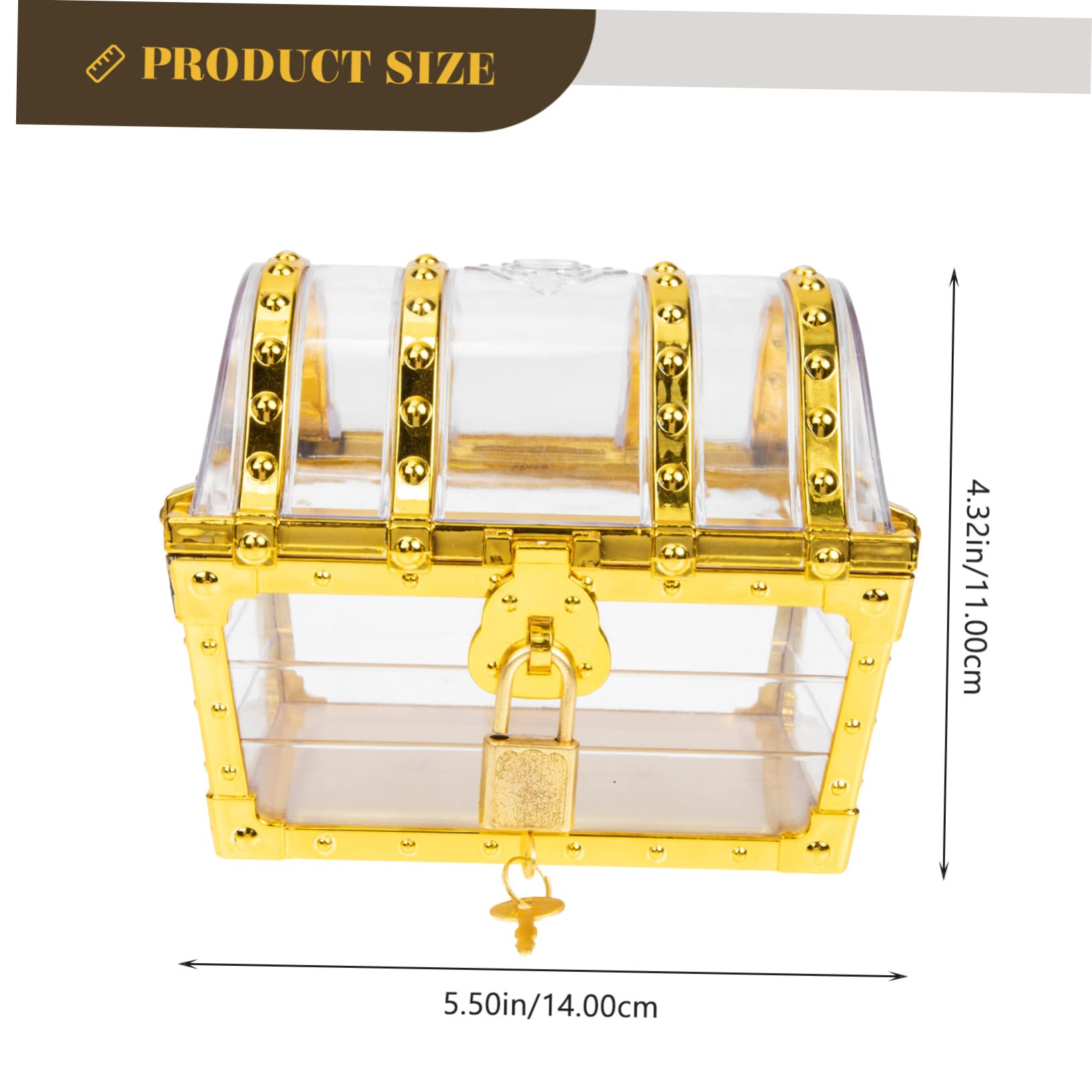 KONTONTY Transparent Pirate Treasure Chest Treasure Box for Storing Jewelry Keepsakes Space Saving Design for Home Use for Organizing Desks