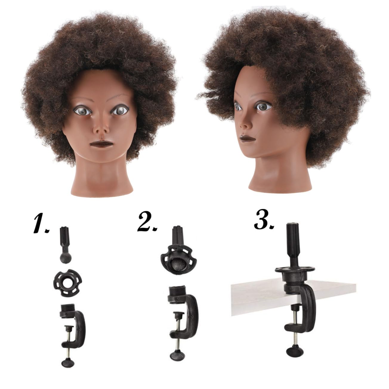 Afro Friseur Übungskopf Mannequinkopf Schwarz, Haar Trainingskopf