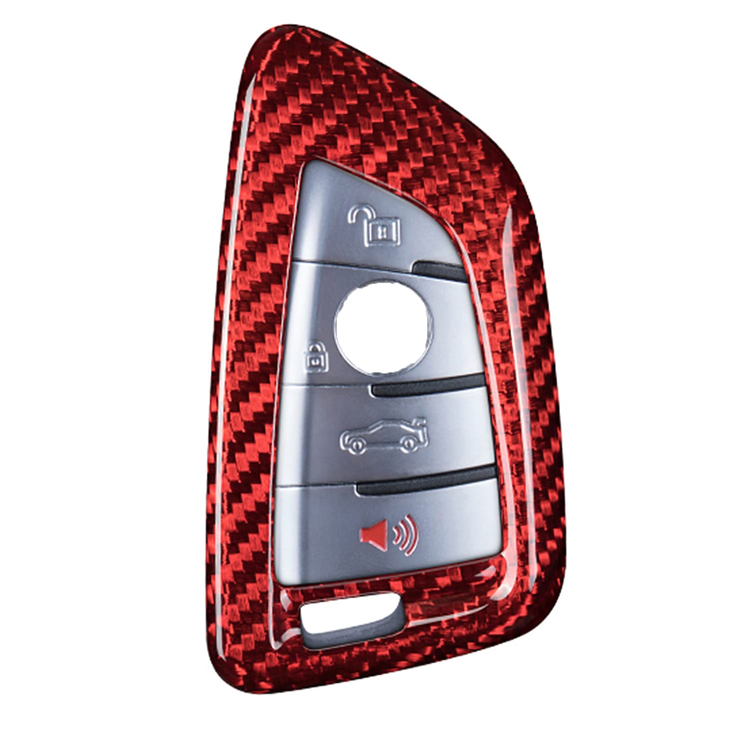 100% Carbon Fiber Case For BMW Key Fob, Genuine Carbon Fiber Cover For BMW 2 7 Series X1 2016 X5 X5M X6 X6M Smart Keyless Fob Remote Key, Men's Car Key Fob Case Women's Fob Cover - Red