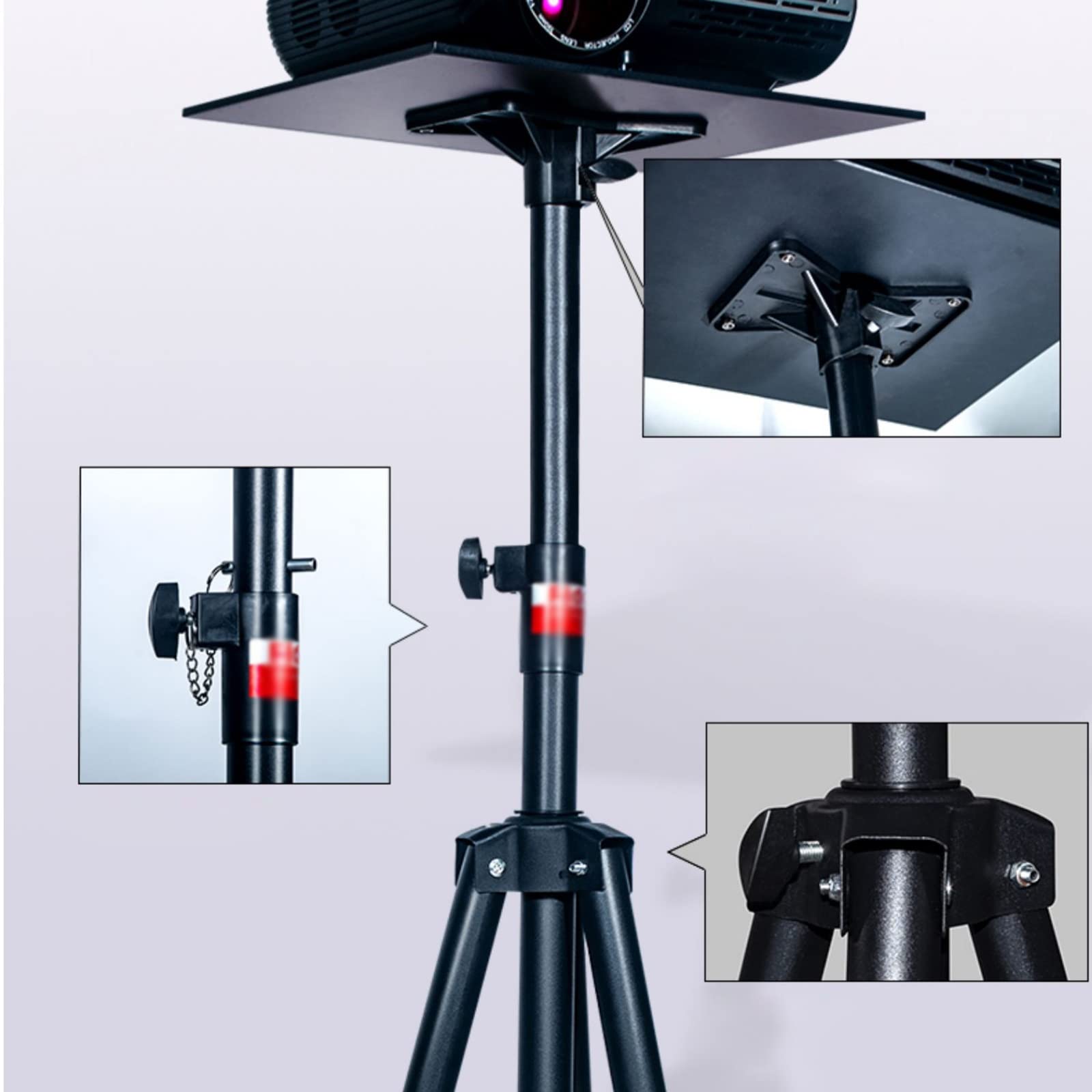 Stand del Proiettore, Supporto Regolabile Staffa for treppiede for proiettore Treppiede verticale universale Sollevamento e retrazione Supporto for proiettore Base inclinabile Pan Pieghevole con suppo
