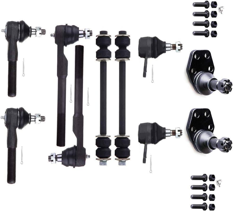 SCITOO 10pcs Suspension Kit Fit 2000-2002 For Dodge Ram 2500 2000-2002 Ram 3500 - Upper Lower Ball Joint, Sway Bar Link, Outer Inner Tie Rod End
