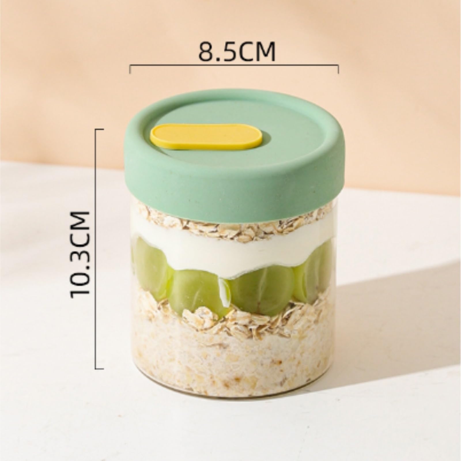 Vorratsgläser mit Deckel Set Mit 3 Wiederverwendbaren Gläsern Deckelbehältern for Overnight Oats Aufbewahrungsgläser Küche