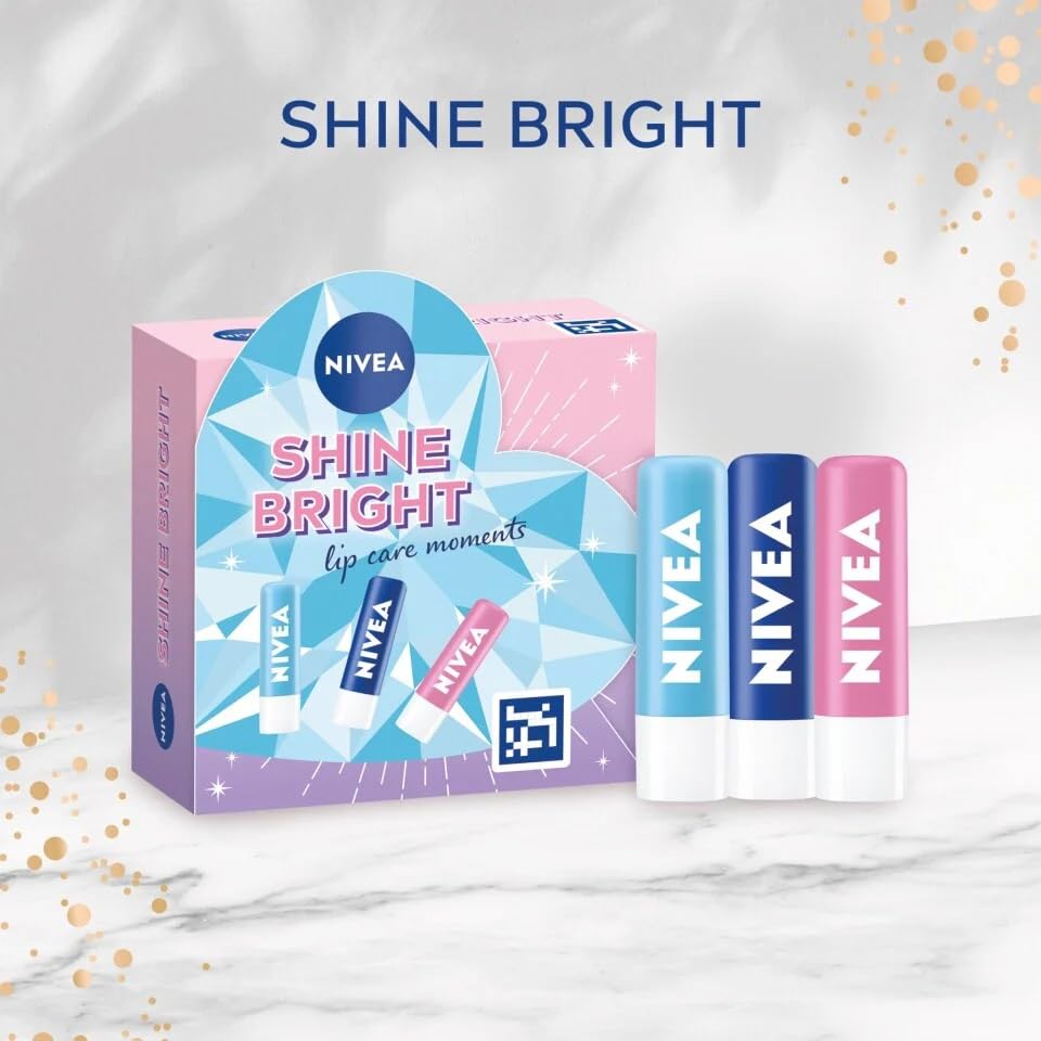 Nivea Shine Bright Lip Care Gift Set - Rose, Hydro and Original Lip Balms, clear - Image 2