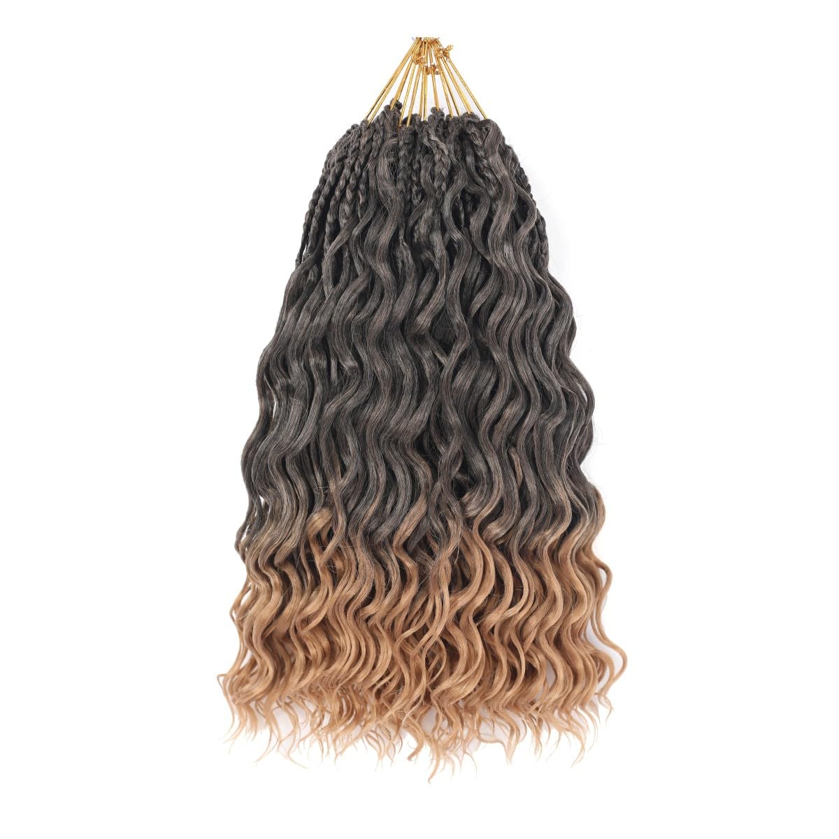 12 Inch Ocean Wave Crochet Hair 8 Packs - Synthetic Pre-Looped Deep Wavy Curly Braiding Hair for Black Women, Boho Style Hair Extensions (12inch,1B/27-8 Packs)