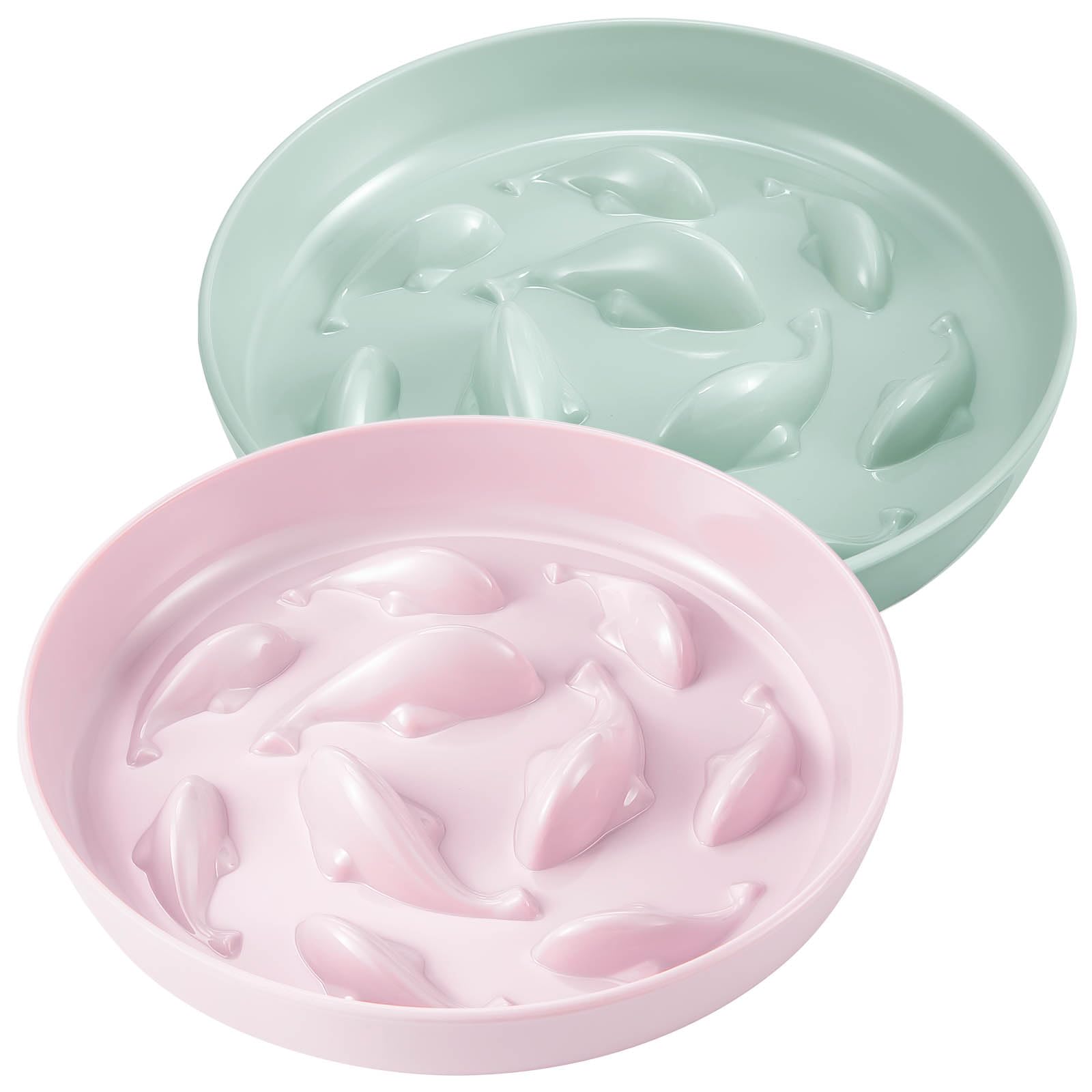 Nitial 2 Pcs Cat Slow Feeder Bowl Fish Pool Design Feeder Dish Fun Interactive Cat Food Bowl Healthy Eating Diet Bowls for Pet Puppy Dogs Dishwasher