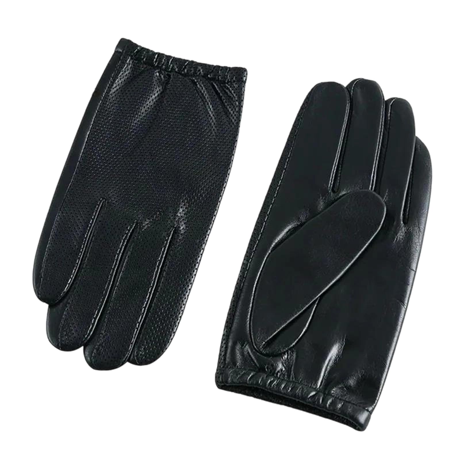 Guantes de piel de cabra auténtica para hombre, color negro, para pantalla táctil, con forro de seda fina, guantes de vestir para ciclismo y conducción