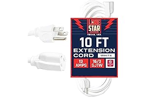 Lone Star 13 Amp White Heavy Duty Extension Cord 10 ft